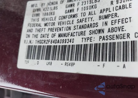 2013 Honda Accord Ex-L из США, поврежденный, VIN 1HGCR2F84DA099340